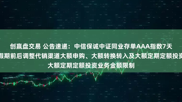 创赢盘交易 公告速递：中信保诚中证同业存单AAA指数7天持有基金十一假期前后调整代销渠道大额申购、大额转换转入及大额定期定额投资业务金额限制